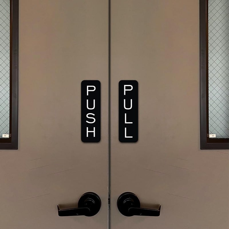 All Quality Basic Vertical Push Pull Door Sign (Black/Gold) - Large - Image 2